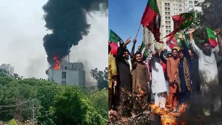 مختلف سیکشنز میں آگ لگا دی۔عمارت میں موجود فرنیچر کو توڑ دیا۔ فائل فوٹو