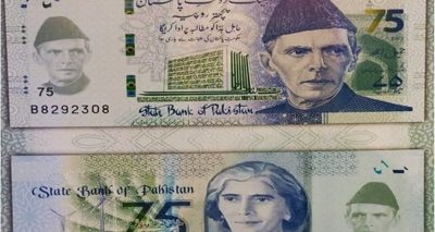 نوٹ پر متبادل توانائی کی اہمیت اجاگر کرنے کیلئے ونڈ مل اور سولر پینل بنائے گئے ہیں۔ فائل فوٹو