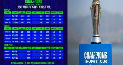 Champions Trophy ticket prices increase by 10 percent