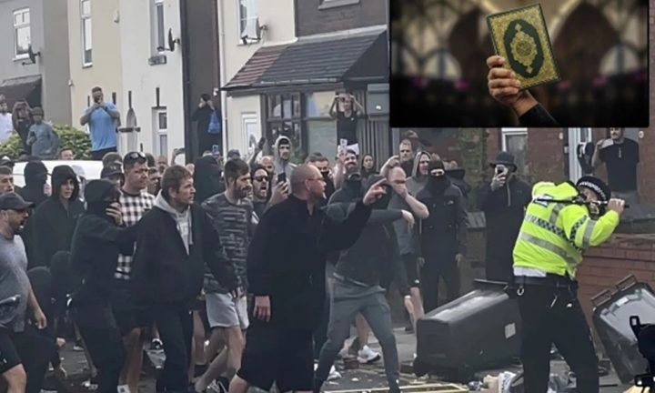 پولیس اہلکاروں نے بدبخت کو مشتعل ہجوم سے بچایا اور ایمبولینس کے ذریعے اسپتال منتقل کیا، فوٹو سوشل میڈیا