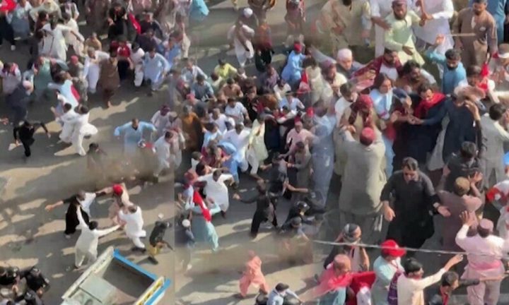 ریلی کے شرکا کو منتشر کرنے کے لیے پولیس کی جانب سے شیلنگ کی گئی، فوٹو سوشل میڈیا