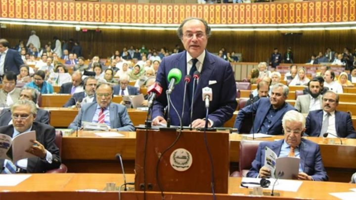 وزیر خزانہ محمد اورنگزیب نے فنانس بل منظور کرنے کی تحاریک پیش کیں، فوٹو مقامی میڈیا