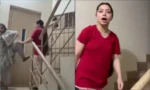ڈیفنس کراچی میں جھگڑے کی فوٹیج سے لی گئی تصویر، سرخ شرٹ میں خاتون کا نام مریم بتایا جاتا ہے