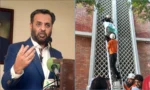 پمز میں مردہ بچوں کو سیڑھی لگا کر نکالا جا رہا ہے۔ دوسری جانب فائر ٹینڈر کھرا ہے اور لوگ جمع ہیں