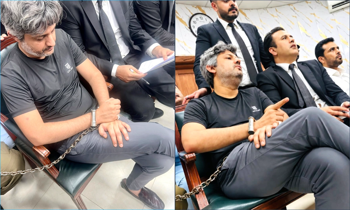 حماد اظہر کی عدالت پیشی کے موقع پر تصویر