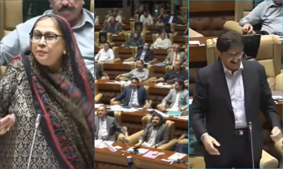 سندھ اسمبلی کا اجلاس، مراد علی شاہ اور فریال تالپور اظہار خیال کر رہے ہیں