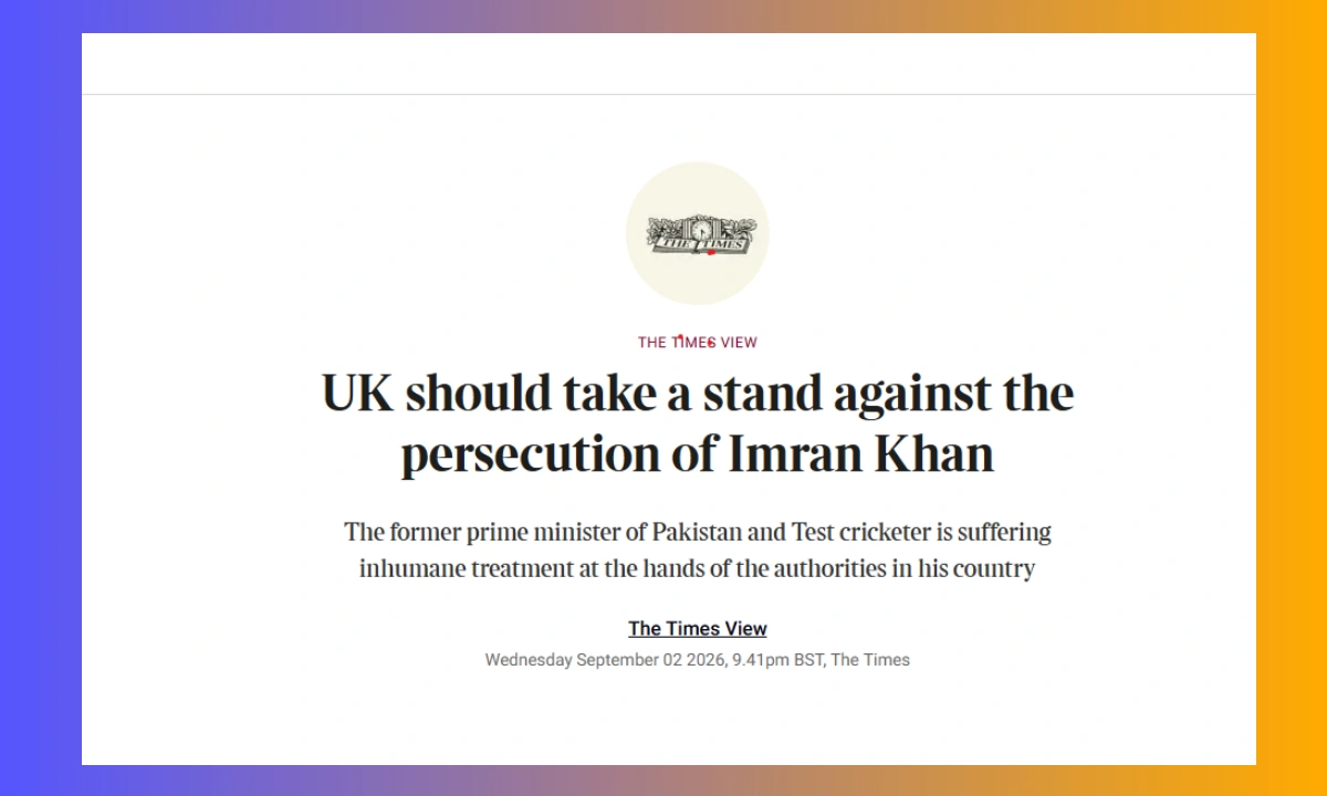 عمران خان کے حق میں ٹائمز کے اداریے کی سرخی