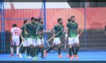 پاکستانی ہاکی ٹیم کا کھلاڑی ایشین گیمز کے دوران ایکشن میں