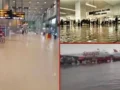 شدید بارش کے باعث نئی دہلی کا ایئرپورٹ واٹر پارک بن گیا اور مسافر پھنس گئے