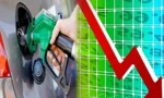 پیٹرولیم مصنوعات کی قیمتوں میں کمی کا عکاسی کرتا گراف اور فیول نوزل