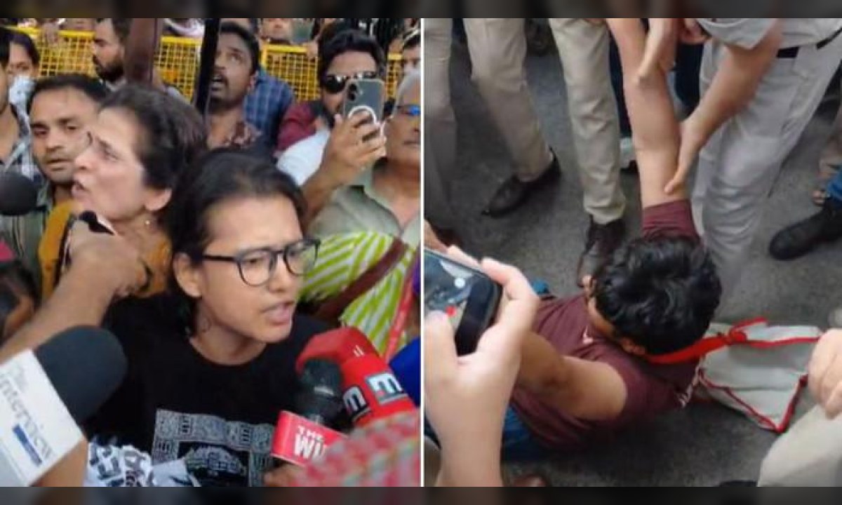 نئی دہلی میں جنتر منتر پر چیف الیکشن کمشنر کے خلاف احتجاج اور پولیس کی کارروائی کا منظر